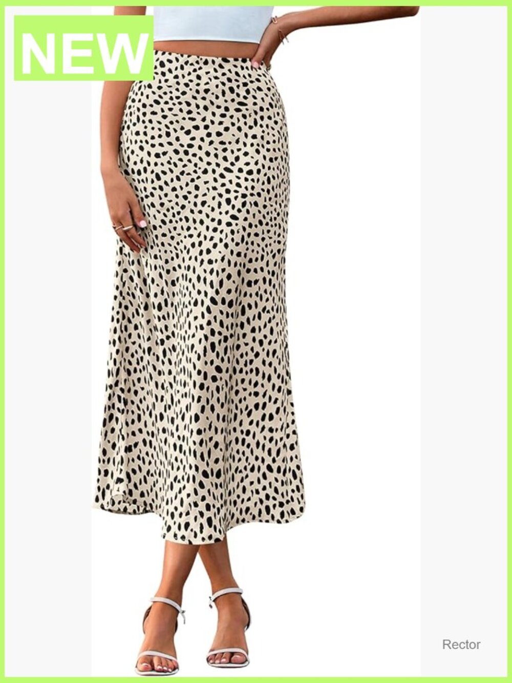 Satin Midi Skirt High Waisted Leopard Print Cocktail Wedding Elastic Waist